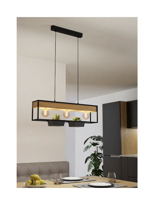 Eglo Libertad Μοντέρνο Κρεμαστό Φωτιστικό Τρίφωτο Ράγα με Ντουί E27 σε Μπεζ Χρώμα 900349